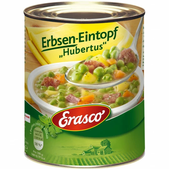 Erasco Erbsen-Eintopf Hubertus 800G 3 Erasco Erbsen-Eintopf Hubertus 800G