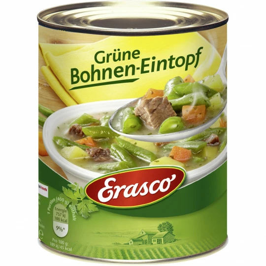 Erasco Grüne Bohnen-Eintopf 800G 3 Erasco Grüne Bohnen-Eintopf 800G