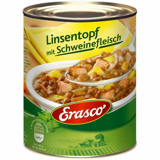 Erasco Linsentopf Mit Schweinefleisch 800G 3 Erasco Linsentopf Mit Schweinefleisch 800G