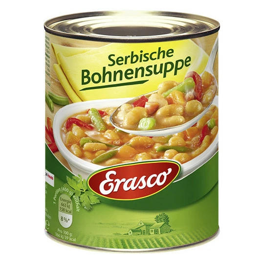 Erasco Serbische Bohnensuppe 750ML 3 Erasco Serbische Bohnensuppe 750ML