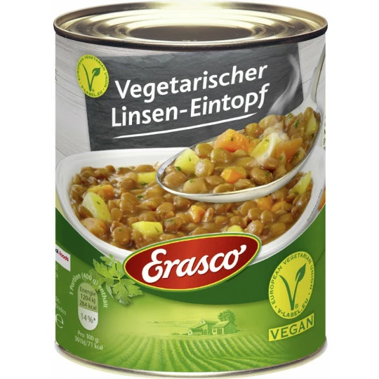 Erasco Vegetarischer Linsen-Eintopf 800G 3 Erasco Vegetarischer Linsen-Eintopf 800G