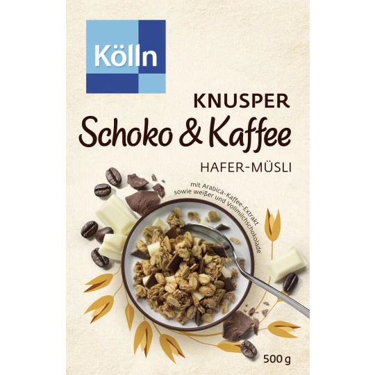 Kölln Knusper Schoko & Kaffee Hafer-Müsli 500G 3 Kölln Knusper Schoko & Kaffee Hafer-Müsli 500G