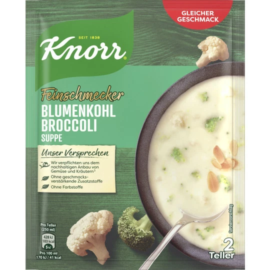 Knorr Feinschmecker Blumenkohl Broccoli Suppe 48G 3 Knorr Feinschmecker Blumenkohl Broccoli Suppe 48G