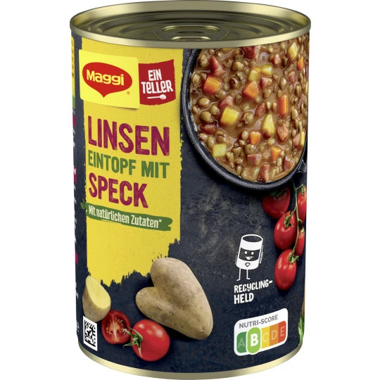 Maggi Ein Teller Linsen Eintopf Mit Speck 400G 3 Maggi Ein Teller Linsen Eintopf Mit Speck 400G