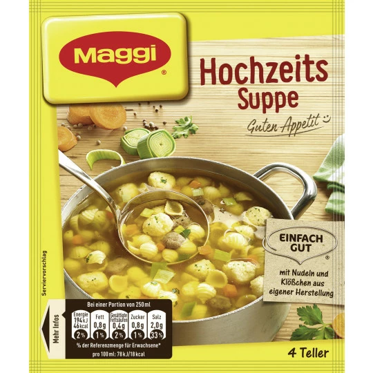 Maggi Guten Appetit! Hochzeits Suppe Ergibt 1L 3 Maggi Guten Appetit! Hochzeits Suppe Ergibt 1L