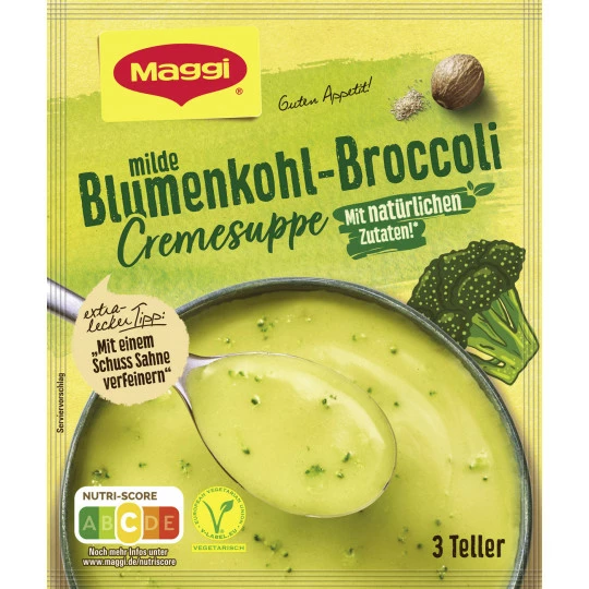 Maggi Guten Appetit Milde Blumenkohl-Broccoli Cremesuppe Ergibt 750ML 3 Maggi Guten Appetit Milde Blumenkohl-Broccoli Cremesuppe Ergibt 750ML